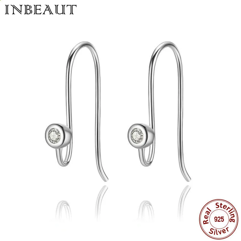 INBEAUT трендовые настоящие 925 пробы серебряные серьги принцессы Блестящий циркониевый камень cz серьги гвоздики для женщин Свадебные ювелирные изделия - Окраска металла: P446