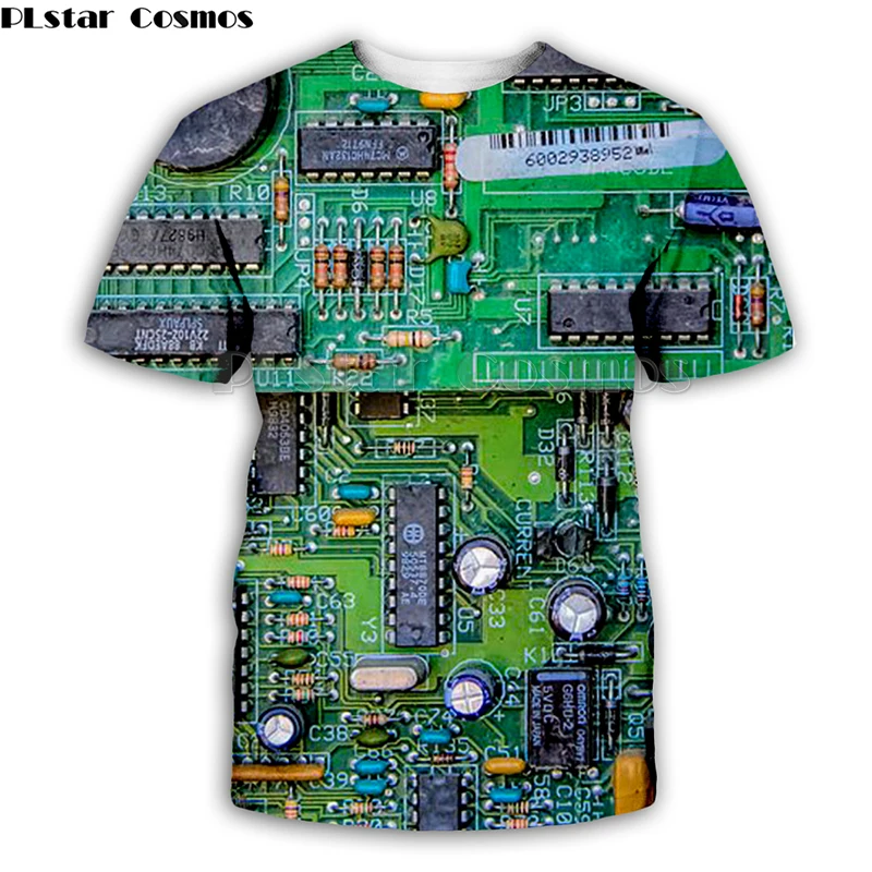 

PLstar Cosmos Electronic chip Hip Hop tshirt Men/women 3d machine print t-shirts Harajuku Punk Style Summer short sleeve tee Top
