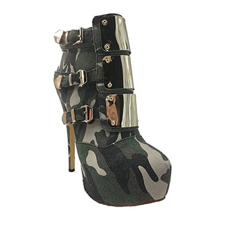 En Automne Camouflage Green Arden Boucle Plate 45 Talons Rond forme De 12 Furtado Métal Cheville Bottes Bout Décoration Hiver Haute Stylets 2018 Cm 3RjL4A5