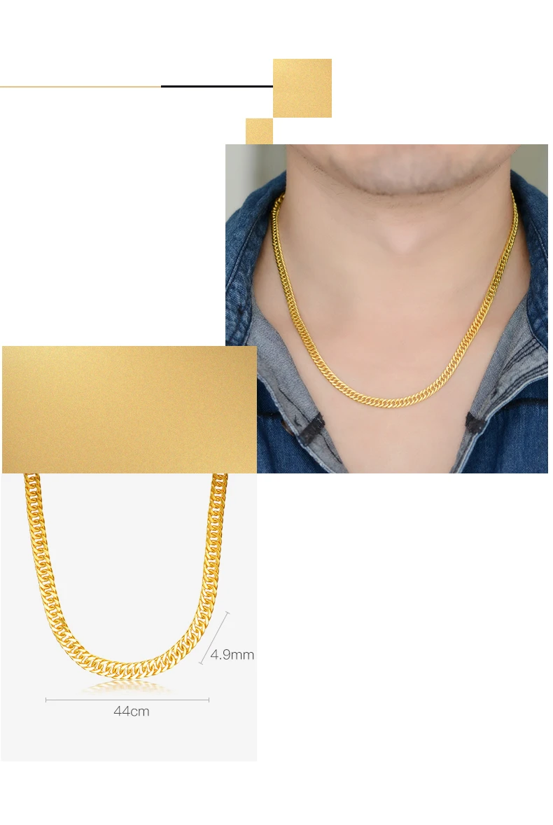 24K Pure Gold Necklace Real AU 999 Solid Gold Chain Men's Nice Tulip U –  Cinily