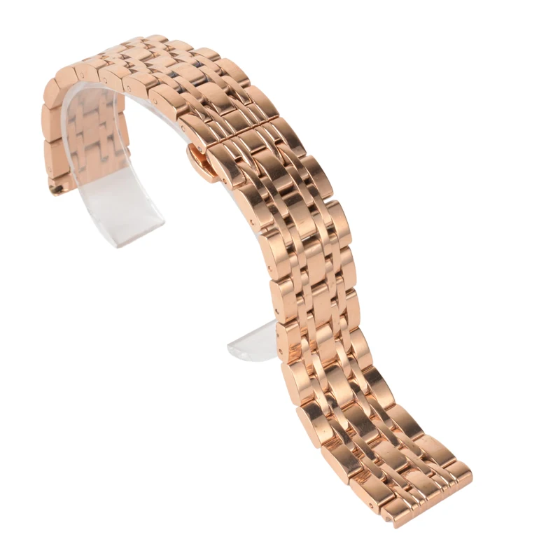 Stainless Steel Buckle Straight End Watch Band Strap Replacement Bracelet New Sliver Gold 18 20 22mm Womens Men Relojes Hombre