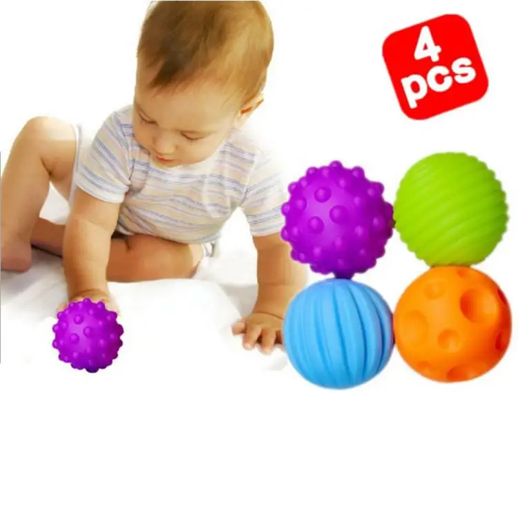 4pcs/set Infant soft touch balls grasping toy colorful baby training