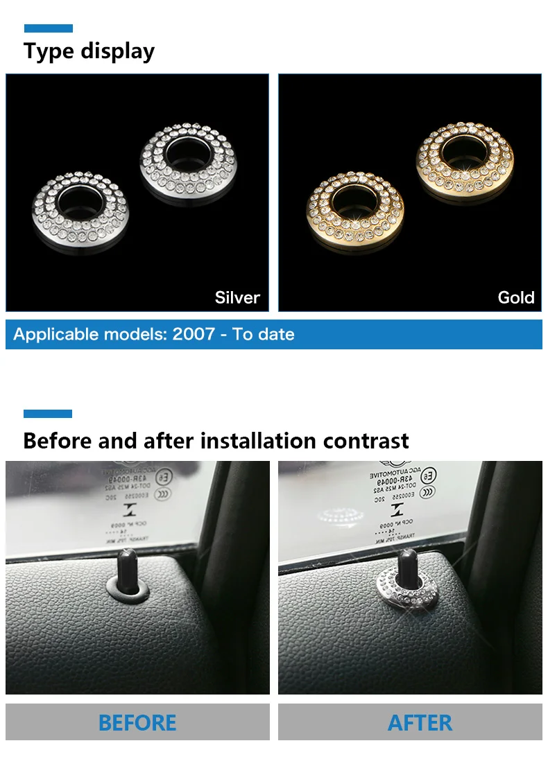AMBERMILE Car Door Pin Cover Stickers Door Lock Circle Decoration for Mini Cooper Countryman F54 F55 F56 R56 R55 R53 Accessories (2)