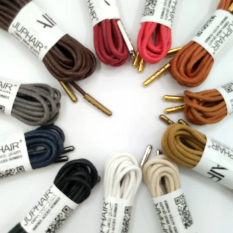1 Pair Fashion Casual Leather Laces High Quality Waxed Round Shoelaces Shoestring Boots Sports Shoes Cable Ropes Lace Metal Head