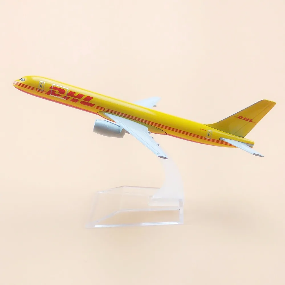 16 см сплав металла воздуха DHL B757 авиалиний модель самолета DHL Boeing 757 Airways модель самолета Стенд отлитая модель самолета подарки для детей
