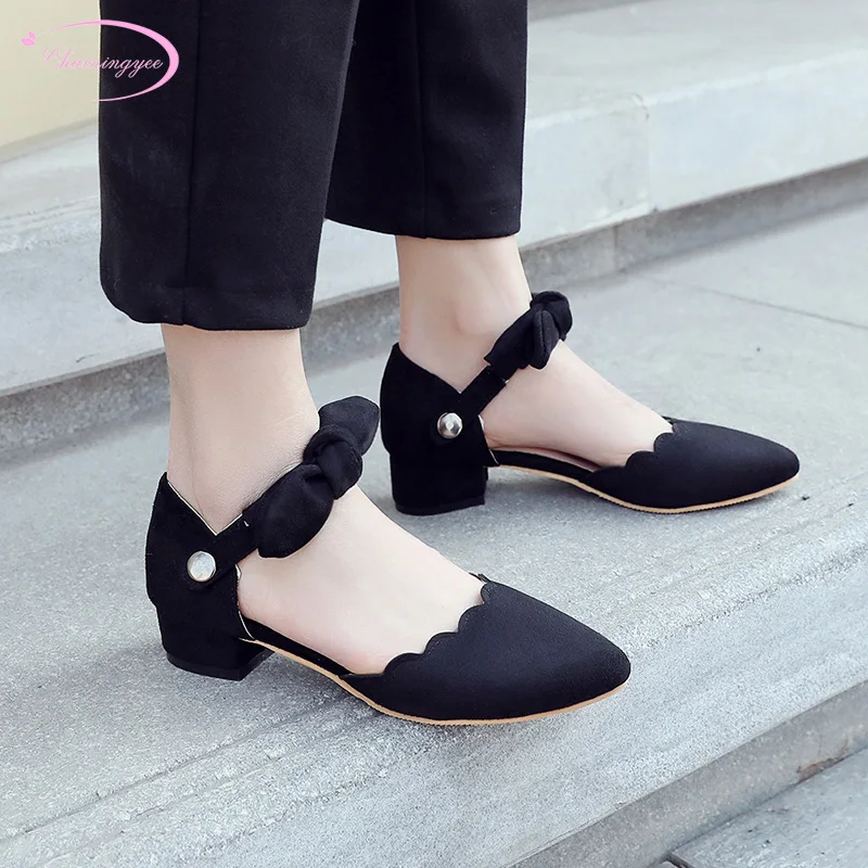

Korea casual style sexy pointed toe flock summer sandals fashion rivets bowknot beige pink black low heel women's shoes