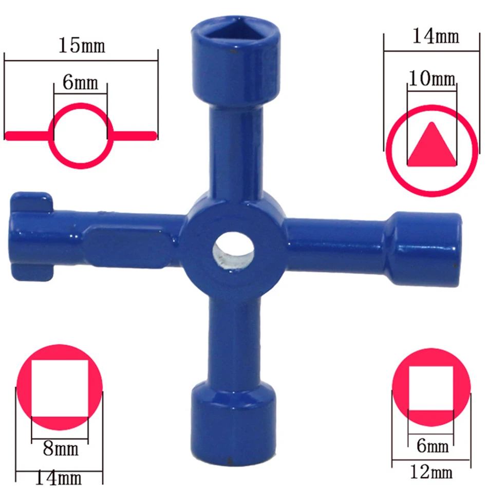 Многофункциональный крестообразный треугольный ключ гаечный ключ счетчик воды клапан квадратное отверстие ключ Электрический шкаф ключ