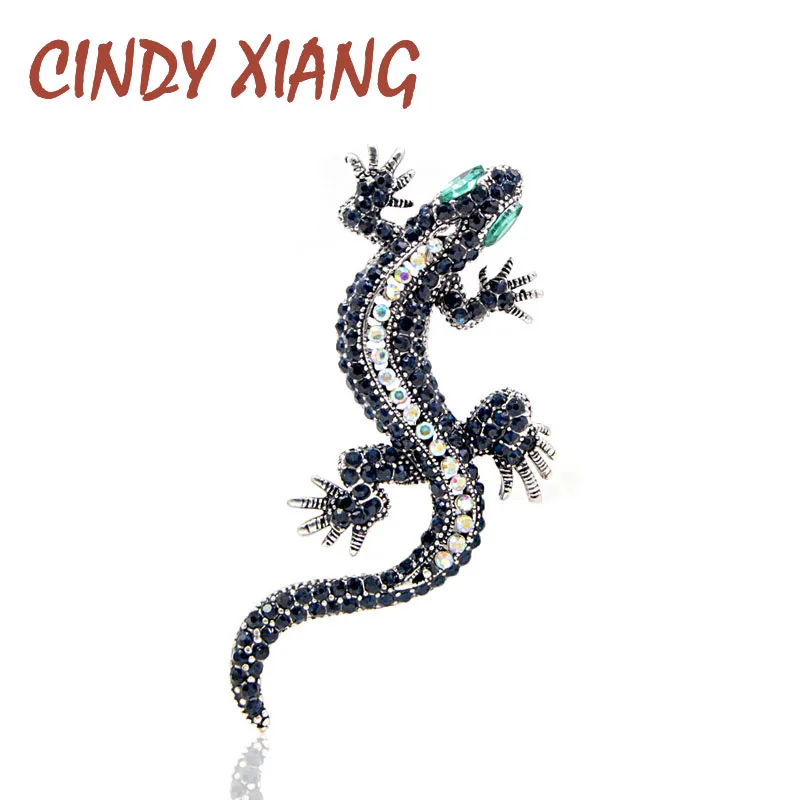 Брошь ящерица CINDY XIANG темно синяя брошь в виде тела с зелеными глазами|Броши| |