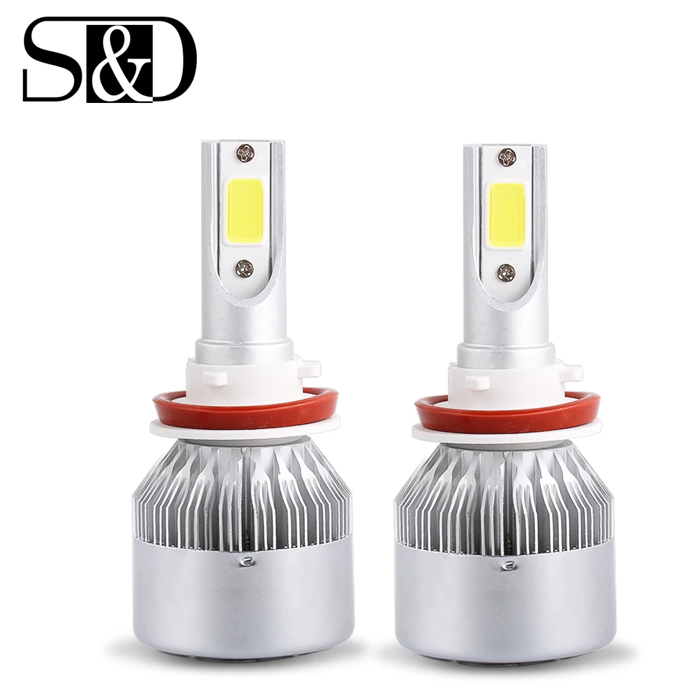 

2pcs COB H11 LED Headlight 8000LM All In One Car LED Headlights Bulb Headlamp Fog Light 12V Auto Replacement Part 6000K D050