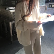 Корейский ins свитер с v-образным вырезом, кардиган, пальто, новинка, женский свитер, женский теплый свитер, толстый зимний вязаный свитер большого размера