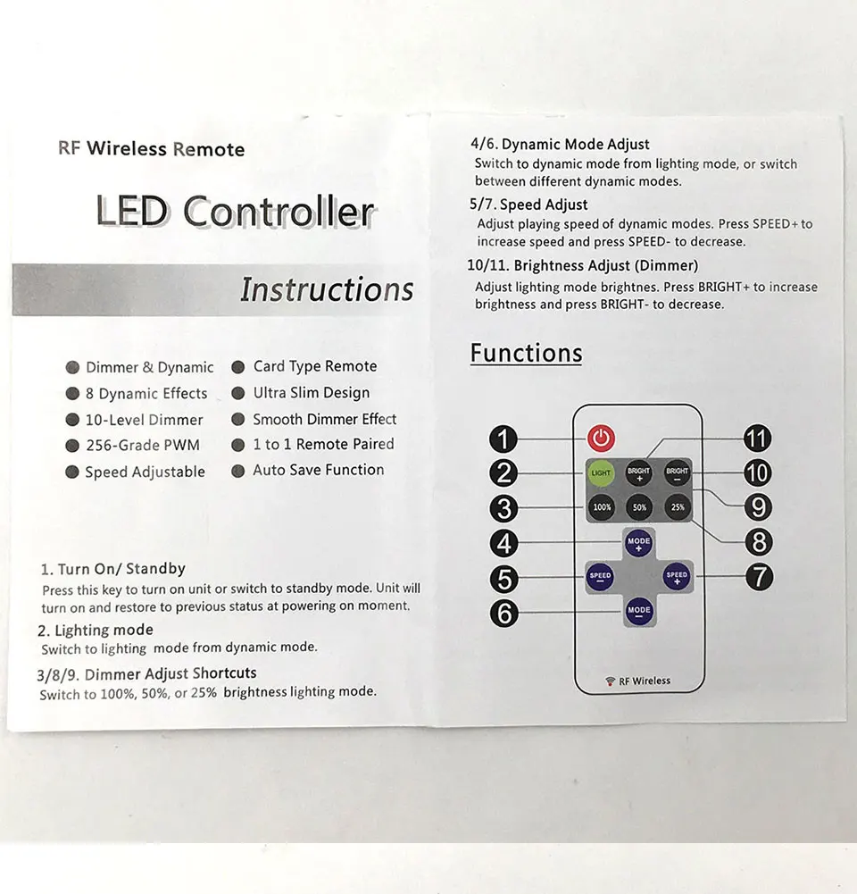 5-24V Mini RF Wirleless LED Controller 5V 12V 24V Dimmer for LED Strip Lamp Bulb Lights Dimming DC Wire Connector Remote Control (12)