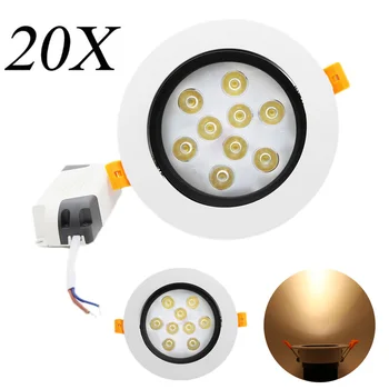 

20X LED Spot Light Bulbs Ceiling Light Ceiling Light LED Downlight 85V-265V 9W Courant constan Kitchen Hallway Light Warm White