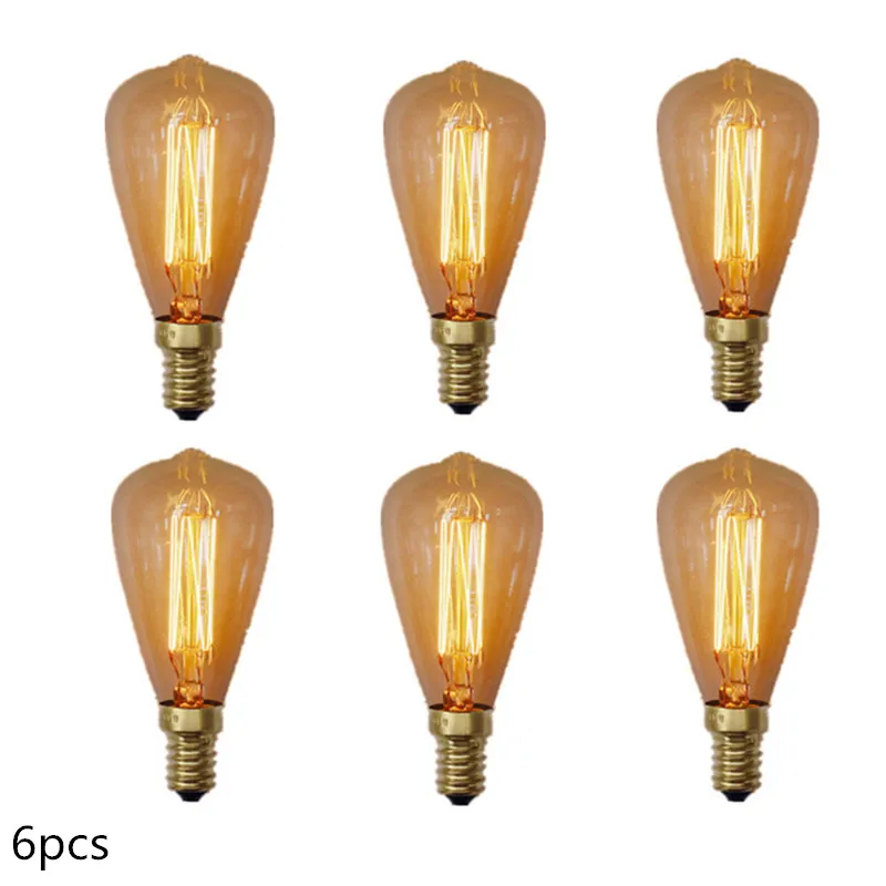 Lâmpada do Bulbo Lote E14 Dimmable Edison Reprodução 40 Watt Incandescente Vintage Luz Bulb w Branco Quente 220-240 v 6 Pçs – St48