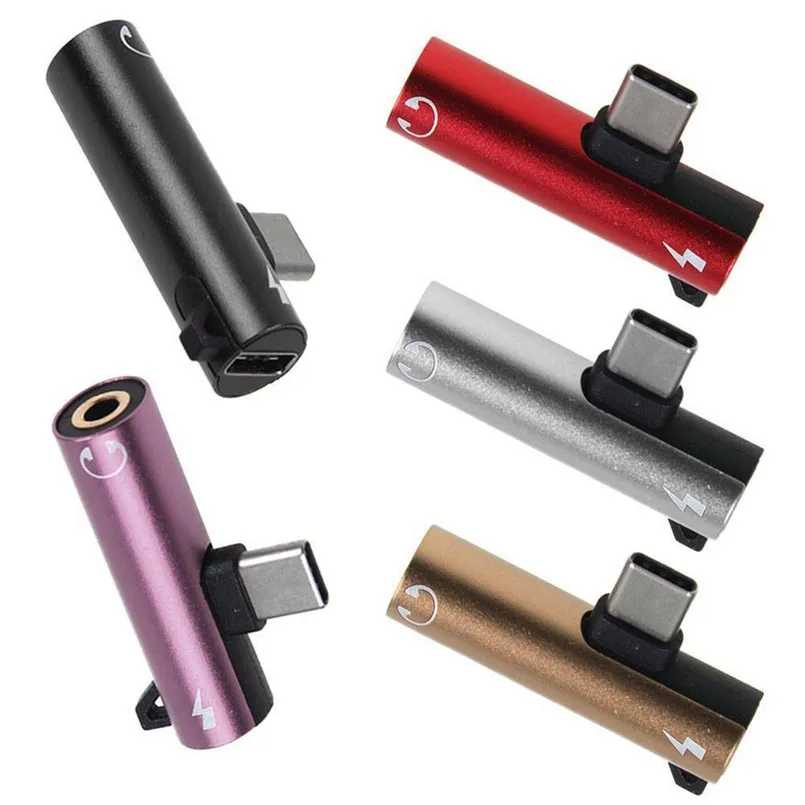 Mini & Slim 2 In 1 Multifunctional Type-C Cable Adapter Charge And Headphone 3.5mm Head Aux Audio USB C Cable 40MAY1509