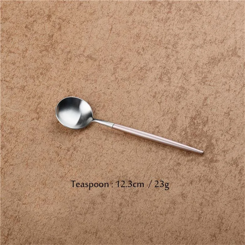 Корейский топ розовый серебряный набор столовых приборов столовый нож совок набор вилок 18/8 нержавеющая сталь Западный золотой набор посуды - Цвет: Tea Spoon