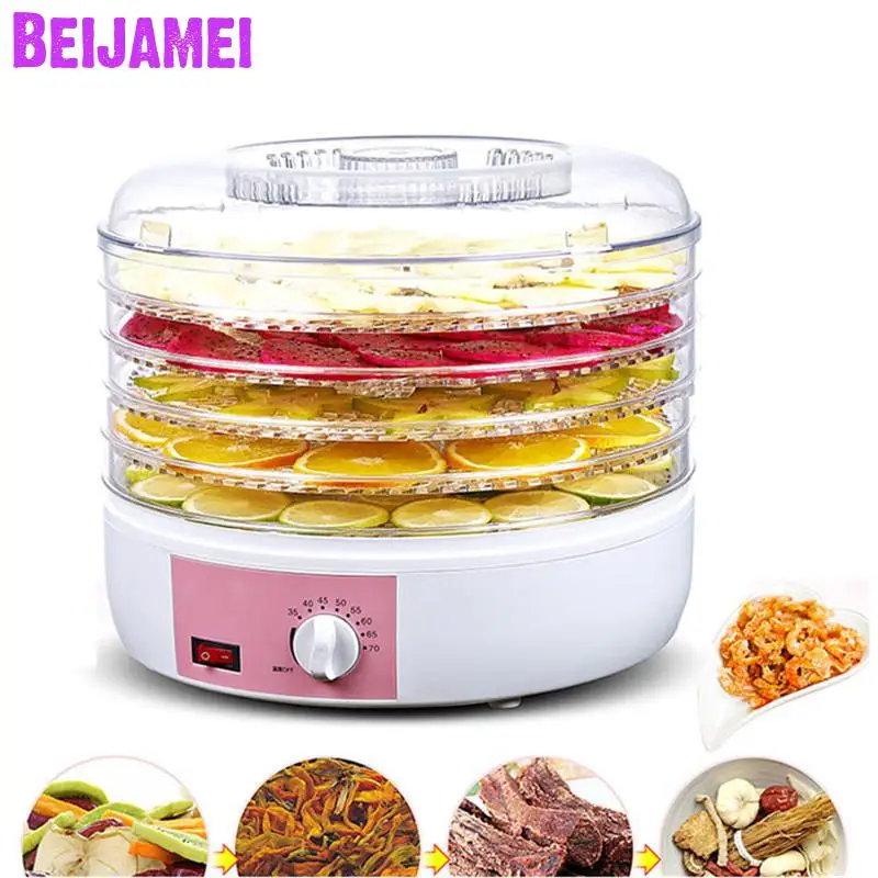 

BEIJAMEI 5 Tray Fruit Dehydrator Machine Home Electric Vegetable Meat Herbal Tea Dryer Small Food Drying
