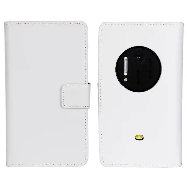 Для microsoft Lumia 1020 обложка чехол премиум-класса из искусственной кожи чехол-бумажник флип-чехол с подставкой и отделениями для карт для Nokia Lumia 1020 с прорезями для пластиковых карт и наличных денег держатель GG - Цвет: Белый