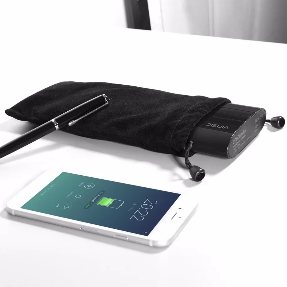 VINSIC 15000mAh Powerbank Extenal Battery Pack Portable Power Charger Fast Charger Universal Power Bank LED Display Accessories