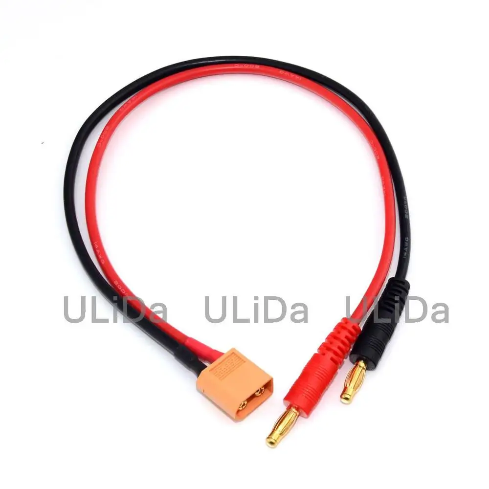 

XT60 Male 300mm 14AWG Charger Lead 4mm Banana Bullet to XT60 LiPo RC battery