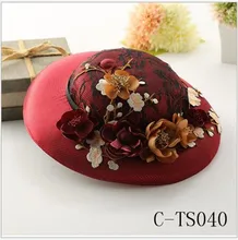 C-TS040 Classical Burgundy Morden Hat Beautiful Elegant Flower Bridal Hat Hair Accessories