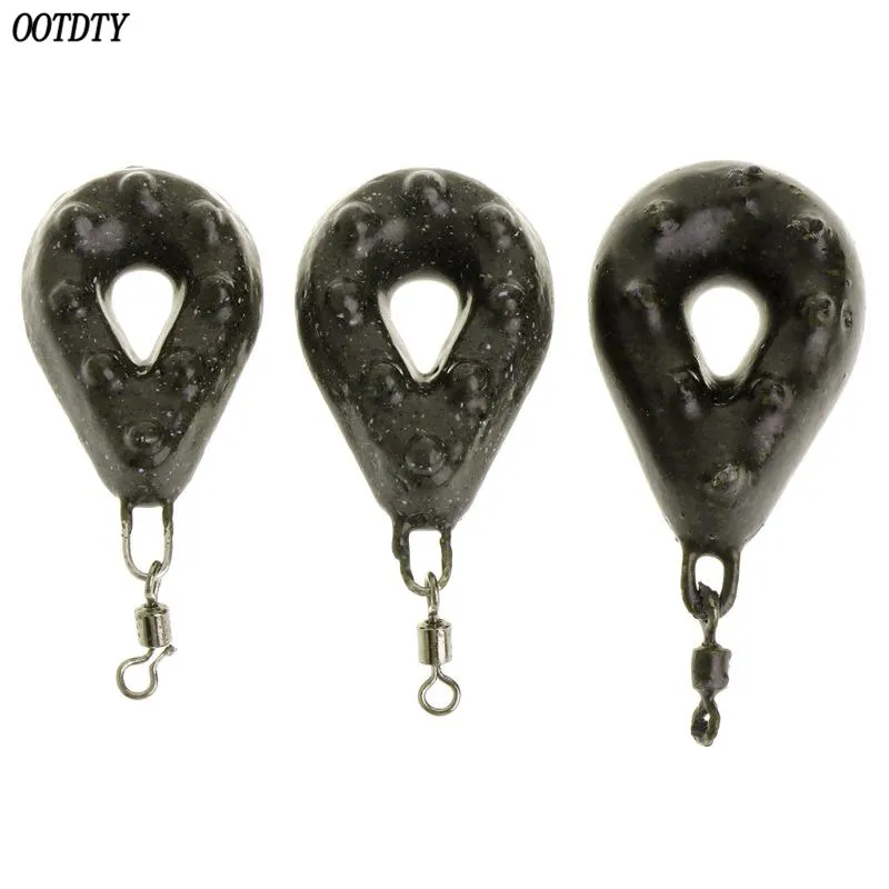 

OOTDTY Fishing Sinker Water Drop Lead Weights With Swivel 40g/50g/60g Rotating Carp Fishing Tackle Lure Baits
