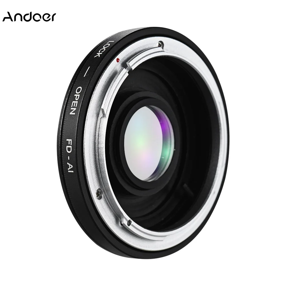 

Andoer FD-AI Camera Lens Adapter Ring with Optical Correction Lens Focus Infinity for Canon FD Mount Lens for Nikon AI F-Mount
