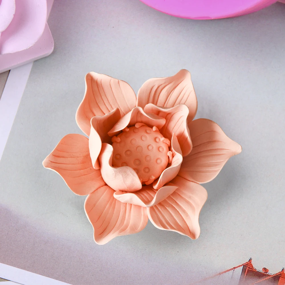 

Camellia 3D Molds Lotus Soap Mold Jasmine Silicone Rose Flowers Candle Aroma Mould Handmade Soap Making Moulds HC0028 Silica Gel