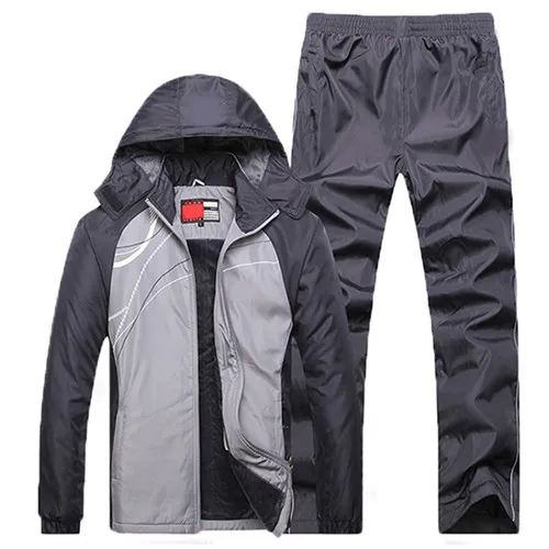 UNCO& BOROR, зимняя мужская куртка, модная, утолщенная, флисовая, теплая, с капюшоном, спортивные костюмы, мужской комплект, парка, куртка, пальто, спортивный костюм, размер L~ 4XL 5XL - Цвет: gray