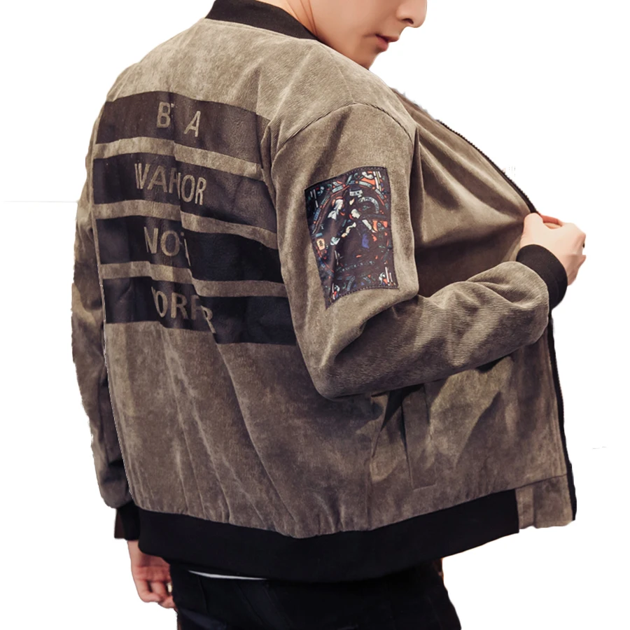 Куртка бомбер мужская повседневная винтажная в стиле хип хоп на молнии|bomber jacket