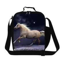 Животного обед мешки с лямками лошадь узор изолированные Еда сумка для детей взрослых работы Коробки для обедов мешок мальчиков обед мешок