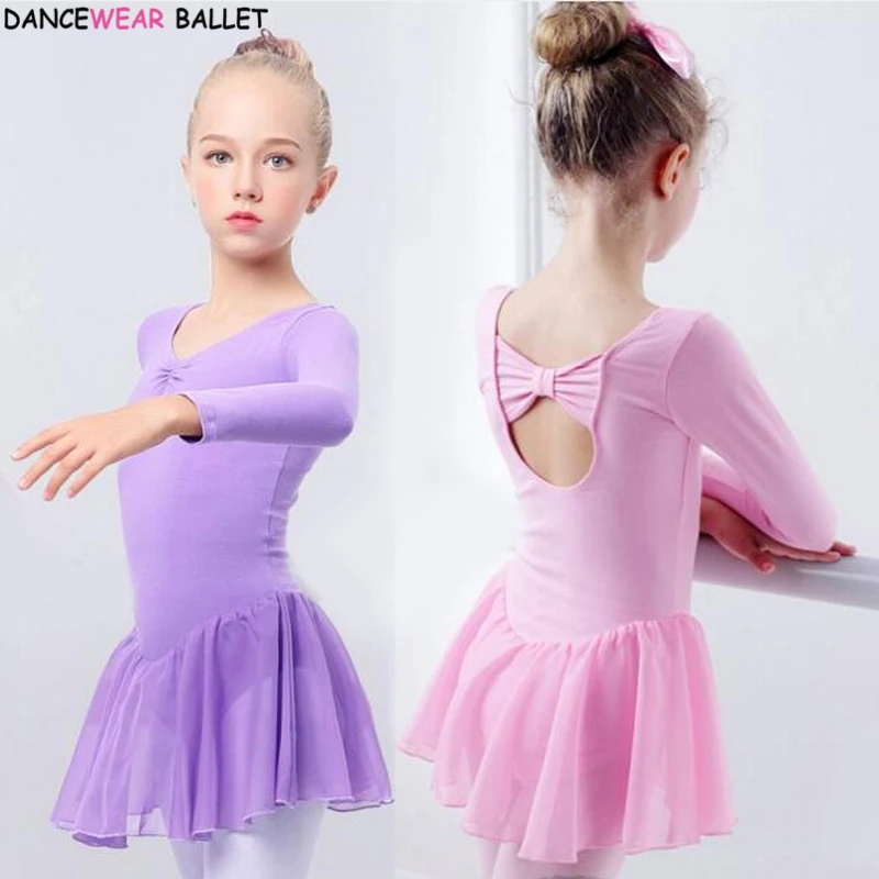 Vestido de Ballet para niñas, leotardo de gimnasia manga de Ballet rosa, Ropa de baile con faldas de gasa niñas|Ballet| - AliExpress