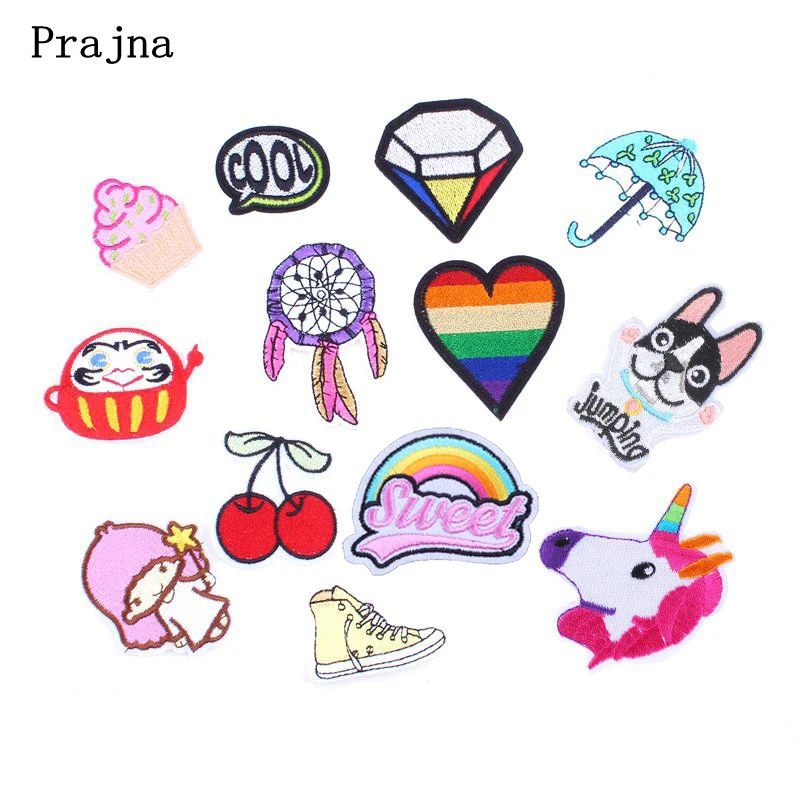 

Prajna Anime Unicorn Fruit Heart Patch Cartoon Iron On Patches Kids Cute Sew On Embroidered Patches For Clothes Jacket Stickers