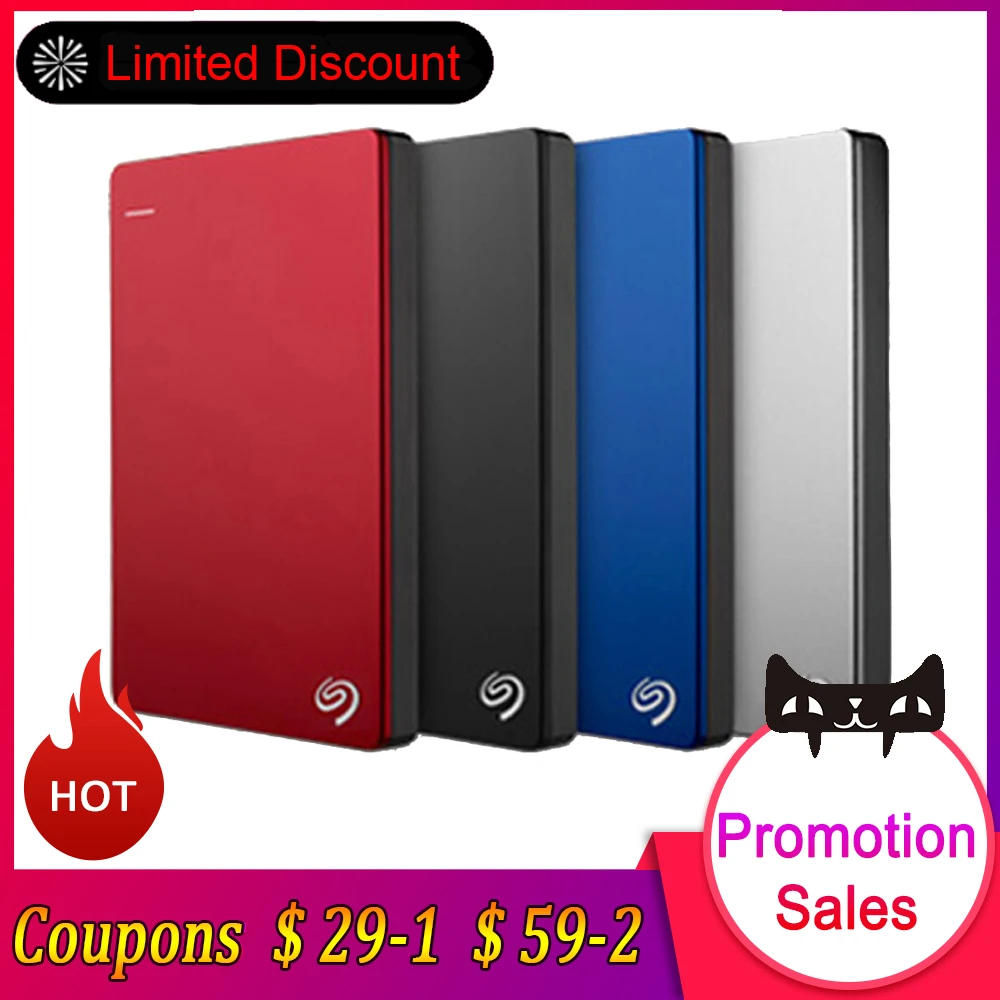 Seagate внешний жесткий диск ТБ 2 4 Backup Plus тонкий USB 3 0 HDD 5 &quotпортативный для