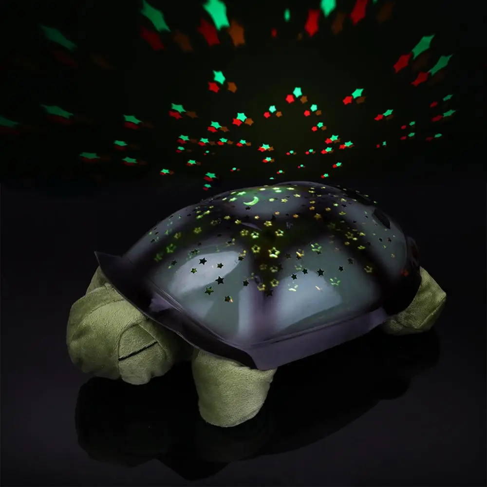 Night Lamp USB Powered Plush Bedroom Nightlight Coquimbo Sleeping Turtle Nursery Night Light With Baby Music Projector Star