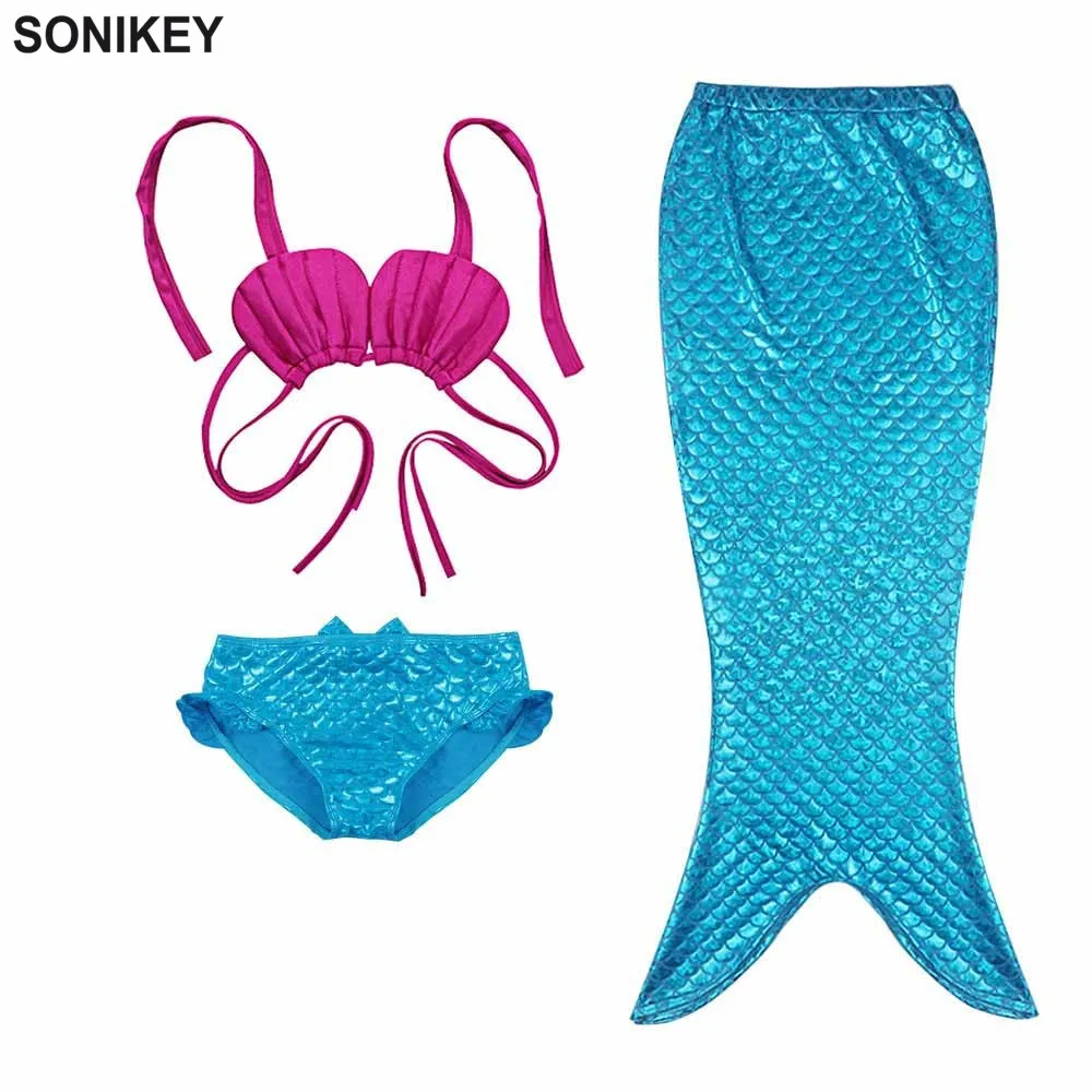 

Sonikey Girls Mermaid Tails for Swimming Cosplay Costume Baby Children Lovely Bikini Kids Swimsuit Halloween Party Dress 3-12Y