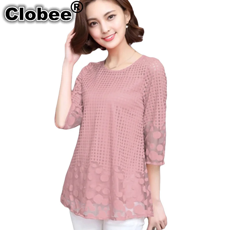 

Clobee New 2019 Women Blouses Blusas Shirts Black Vetement Femme Lace Blouse Shirt 5xl Plus Size Tops Women Clothing #A075
