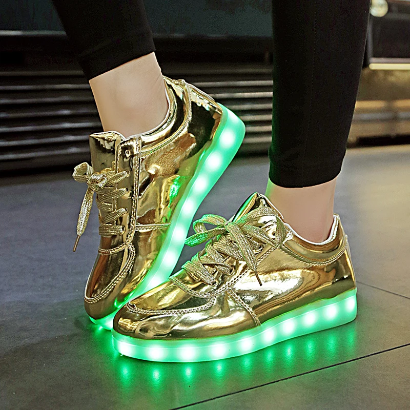 gold light up trainers