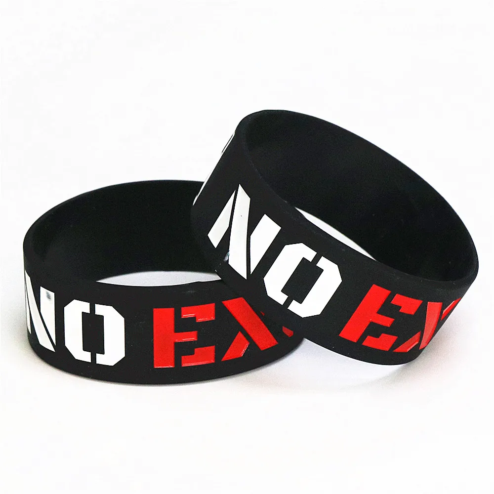 1PC Fashion No Excuses Motivation Silicone Wristband Black 1 Inch Wide Sports Activities Rubber Bracelets & Bangles Gift SH076