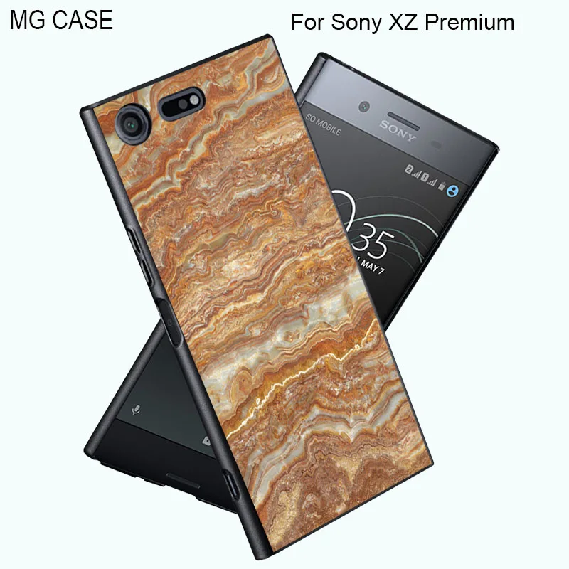 Fashion Marble Glass Wood Pattern Case For Sony XZ Premium