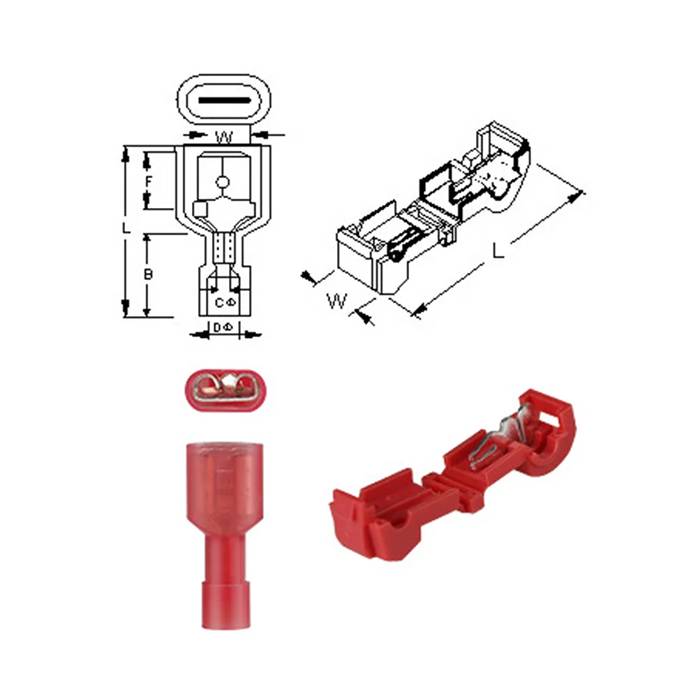 40 шт. Т-образный быстроразъемный провод Быстрый разъем Клеммный блок без потерь линейный зажим для карт подключенный нейлон латунь красная медь