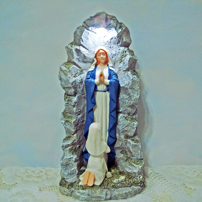 Христианский Бог Девы Марии декоративный предмет со светодиодной подсветкой Статуя Девы Марии Рождественская статуя поклонение украшение католический подарок создание