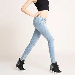 Новинка 2018 года для женщин узкие джинсы удобные молнии мотоциклетные узкие джинсовые брюки Женская мода байкер локомотив мотобрюки