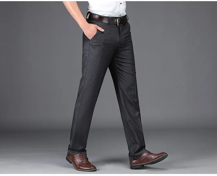 Весенне-летние мужские повседневные брюки, деловые тонкие Стрейчевые мужские брюки, свободные прямые брюки в тяжелом весе, мужские брюки