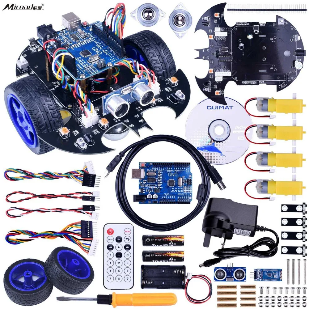 Miroad for Arduino Project Smart Robot Car Kit with Two-wheel Drives,UNO R3 Board,Link Tracking Module,Ultrasonic Sensor QS10 Miroad for Arduino Project Smart Robot Car Kit with Two-wheel Drives,UNO R3 Board,Link Tracking Module,Ultrasonic Sensor QS10