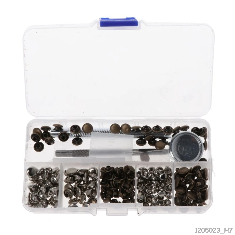 

120 Set Leather Repairing Rivets Snaps Fastener Button Press Studs for DIY Craft