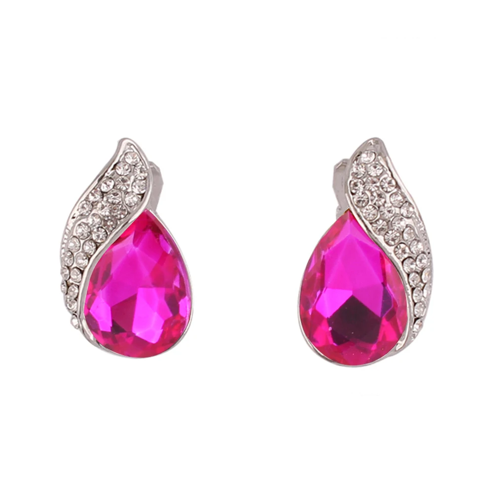 High-grade Silver Plated Rhinestone Crystal Tear Drop Clip on Earrings No Pierced for Women Wedding Luxury No Hole Earring 