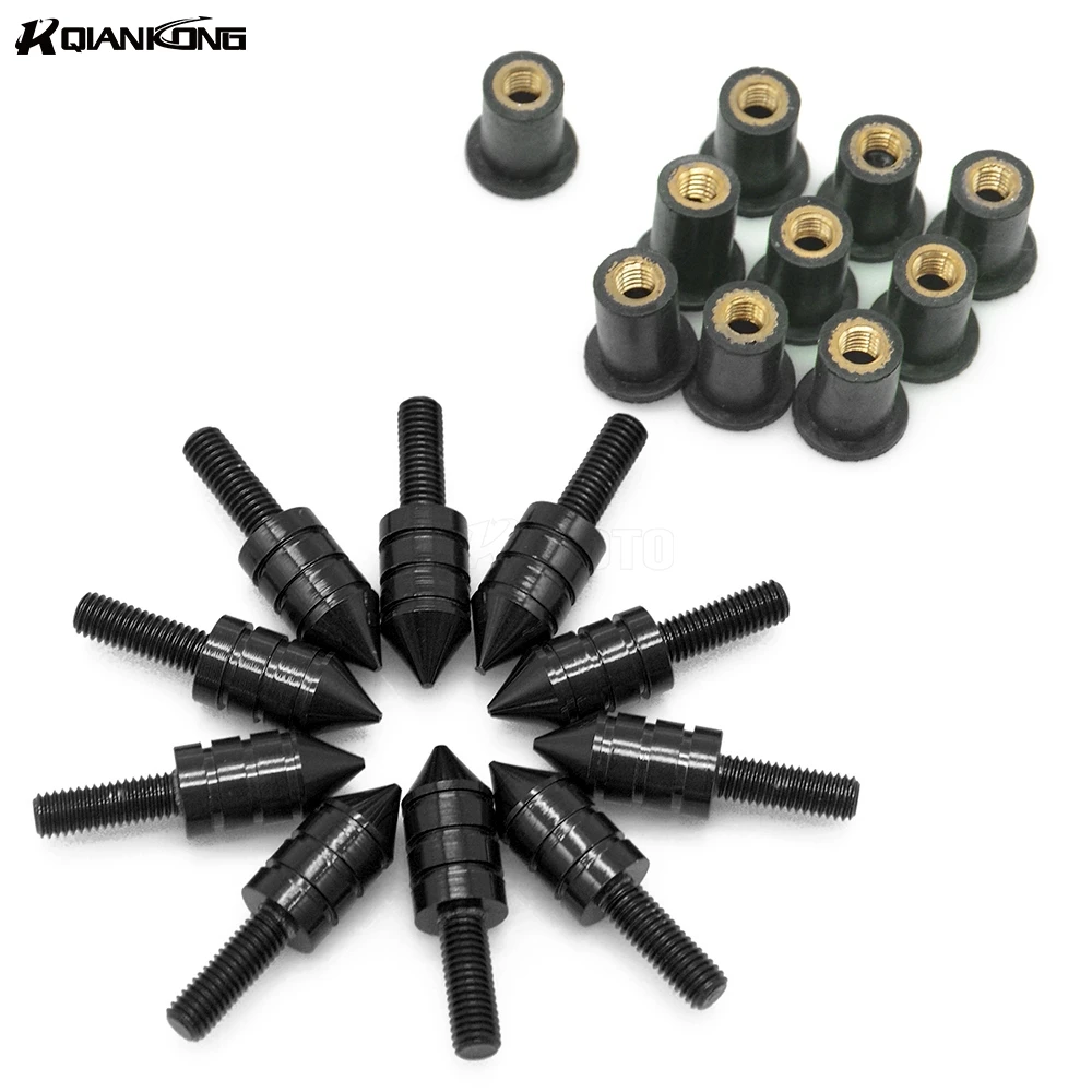 5mm 10pcs Universal motorcycle Windshield Spike Bolts Screw Nuts For