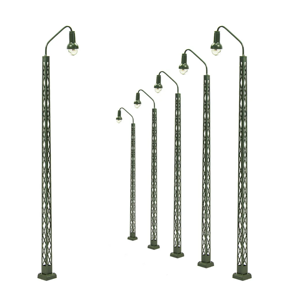 

LQS38-40 6pcs Model Railway operating lights Lattice Mast lamp Track light HO /TT/ N Scale 12v LED lights mini garden decoration