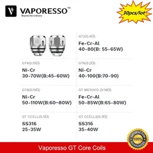 30 шт./лот) сигарета Electroniqu Vaporesso GT Core GT Ccell GT2/GT4/GT6/GT8 катушка для Vaporesso NRG/NGR SE бак испаритель Vape