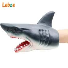 Tubarão Fantoche de Mão Para Histórias de Não-tóxico em Borracha Macia Tubarão Realista Cabeça de Animal Fantoche de Mão Modelo Figura Toy Para Presente das crianças
